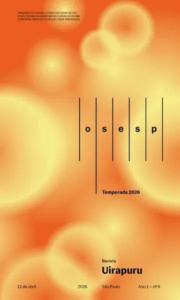 Capa da Revista Uirapuru Ano 1 — nº 9, com elementos gráficos arredondados na cor amarelo aplicados sobre um fundo laranja. O logo da Osesp se sobressai.