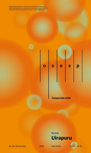 Capa da Revista Uirapuru Ano 1 — nº 16, com elementos gráficos arredondados na cor laranja e verde aplicados sobre um fundo laranja. O logo da Osesp se sobressai.