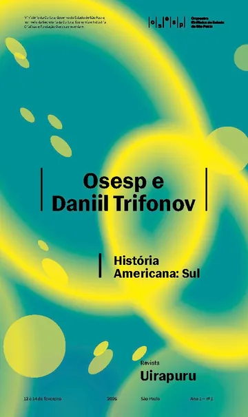 Capa da Revista Uirapuru Ano 1 — nº 1, com elementos gráficos arredondados na cor amarela aplicados sobre um fundo verde. A logo da Osesp se sobressai.