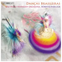 Capa do CD "Danças Brasileiras". Foto de um mestre sala e de uma porta bandeira. As roupas são muito coloridas e a imagem borrada, simulando o movimento dos dançarinos.